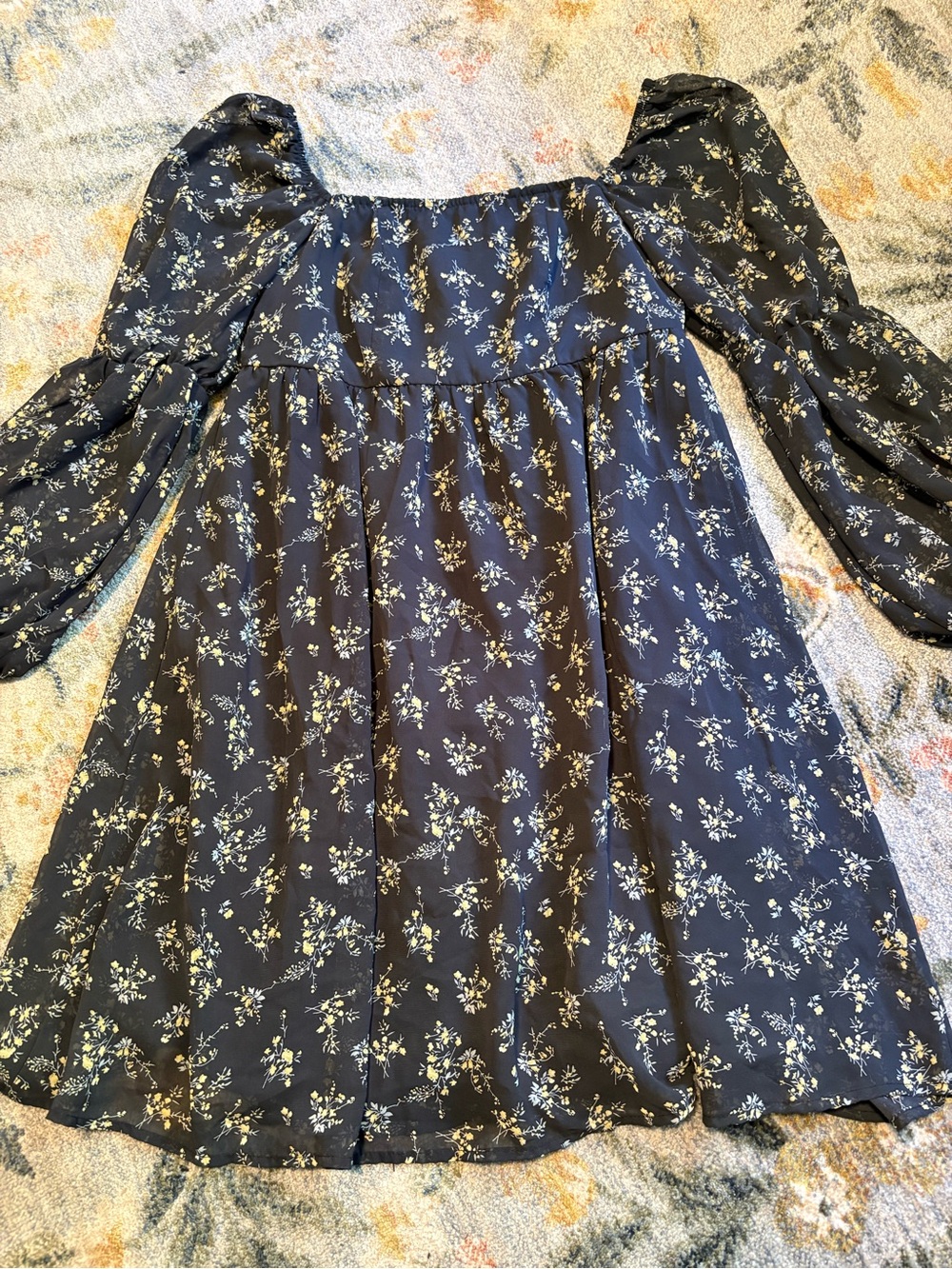 Mini puff sleeve dress micro floral cottagecore coquette Small